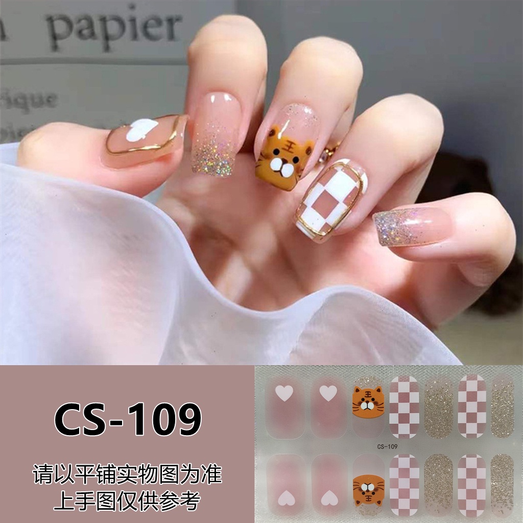 14pcs / Set Stiker Kuku Motif Kartun Warna Gradasi Anti Air / Racun Untuk Nail Art / Manicure DIY