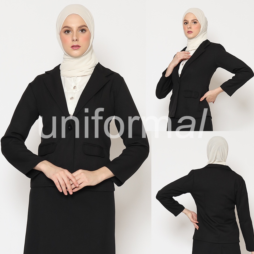 Blazer Formal Wanita, HITAM PUTIH ABU DONGKER S-5L JUMBO BIG SIZE Blazer Kantor Wanita, Blezer Cewek Kancing 2 Bahan Gabardine Atasan Kerja Cewe Kancing Dua Murah Trendy Untuk Sekolah Interview Wisuda Perpisahan Korea Import Dokter Bidan Ukuran Slimfit