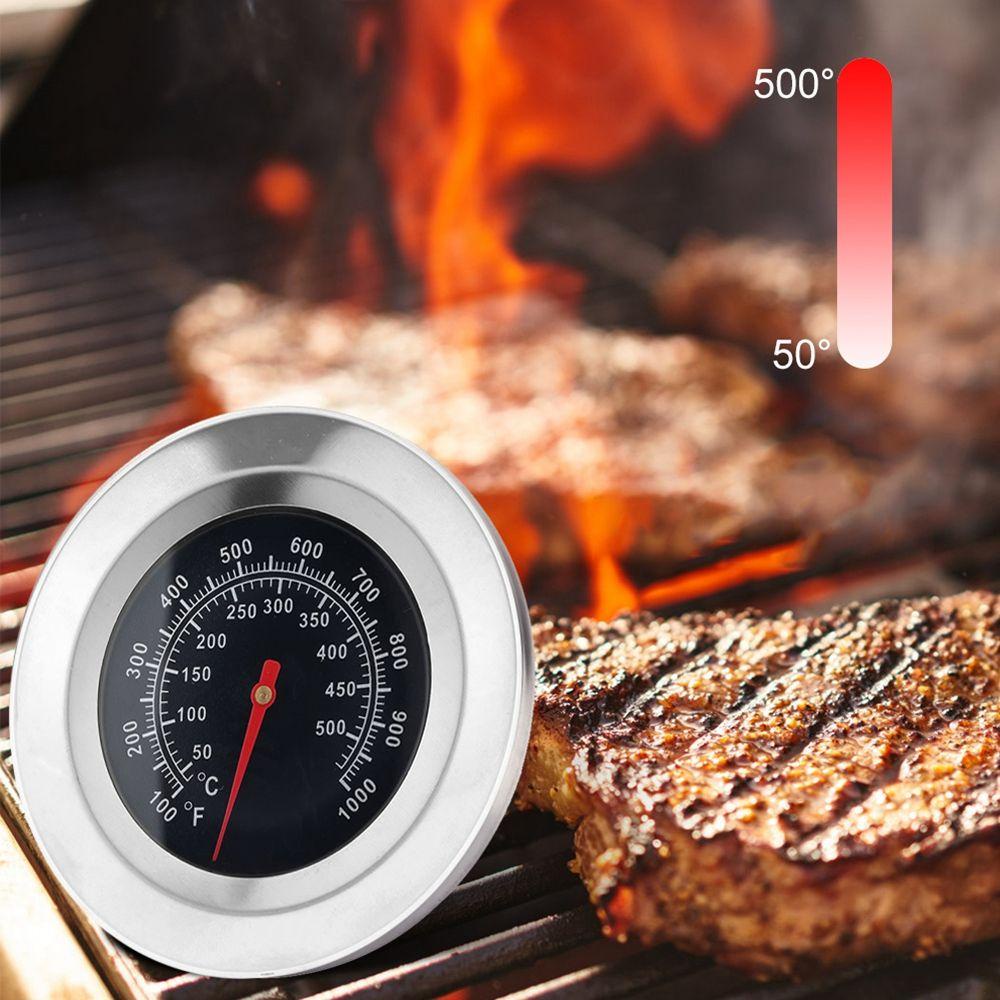 [Elegan] Termometer BBQ Stainless Steel Kaliber Ganda Alat Barbekyu Sensor Suhu Barbekyu Alat Masak Respon Cepat Pengukur Suhu