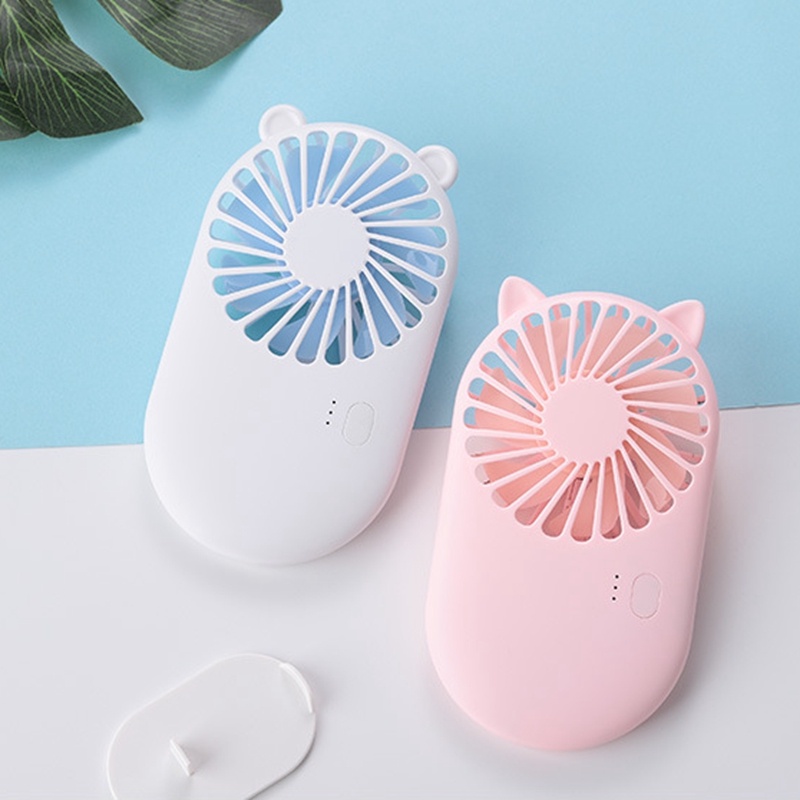 Kipas Angin Karakter Portable Mini Fan Karakter Rechargeable Usb Besi Kipas Portabel Tangan 3-Speed Adjustment