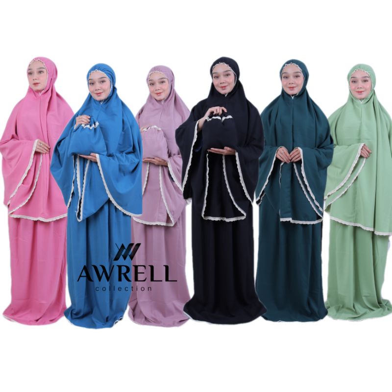Awrellcollection - Mukena Traveling Polos Katun Premium free Tas