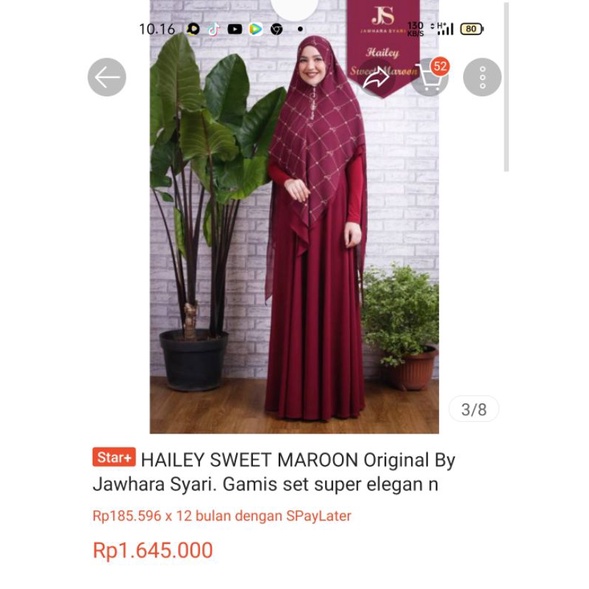 Hailey sweet maroon jawhara syari preloved