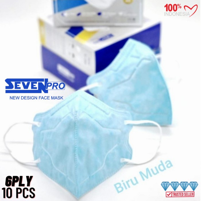 Seven Pro Masker KN95 Pro 6PLY Medis KN 95 isi 10 Pcs Kemenkes 6 PLY - 7pro SkyBlue