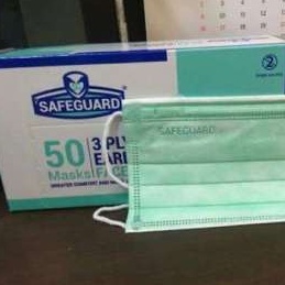 MASKER SAFEGUARD 3PLY EARLOOP/isi 50 Pcs Masker Kemenkes by SENSI