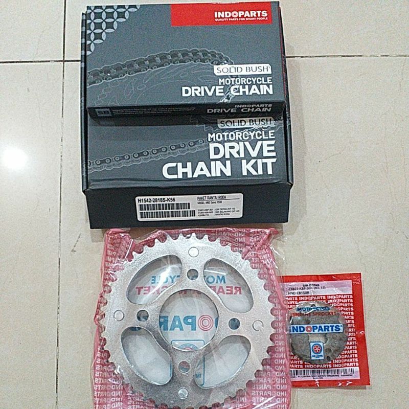 GEAR SET HONDA SONIC 150 MERK INDOPARTS / GEAR PAKET + RANTAI / H1542-2818S-K56