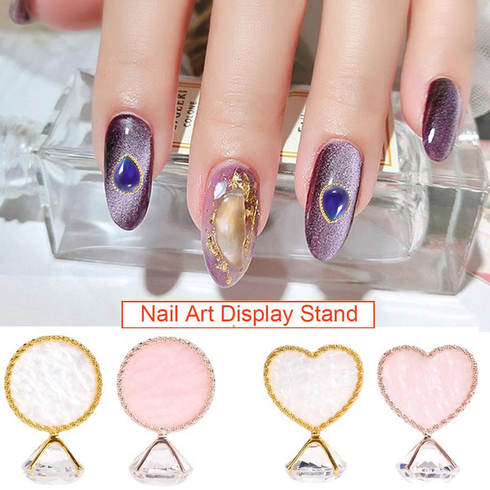 Needway Tips Kuku Papan Pajangan Wanita Perempuan Gaya Kutek Gel Display Pelek Emas Batu Akik Palet Bentuk Hati Berlian Palsu Nail Art Rak Pajangan