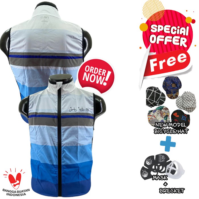 ROMPI SEPEDA ROUTBIKE LIPAT WINDBREAKER BLUE