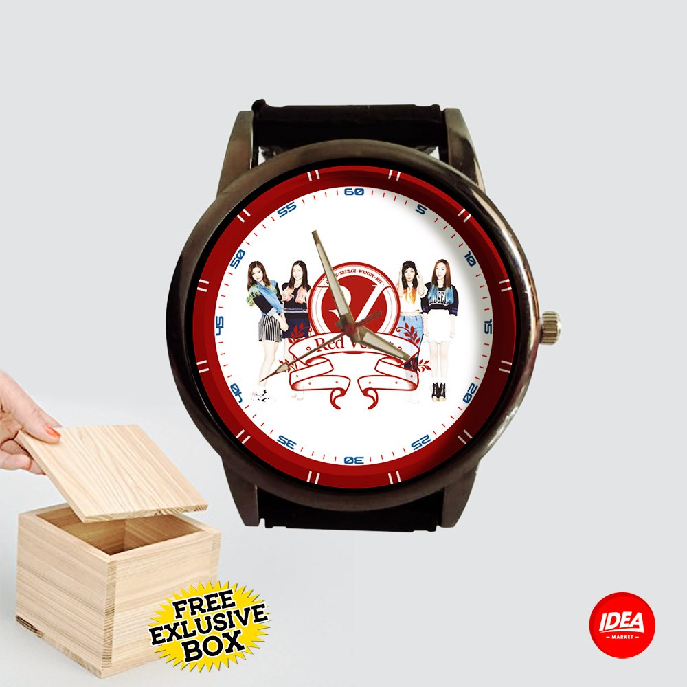 Jam Tangan Pria Rubber Custom Grup Musik K-pop RED VELVET Terbaru - FREE EXCLUSIVE BOX