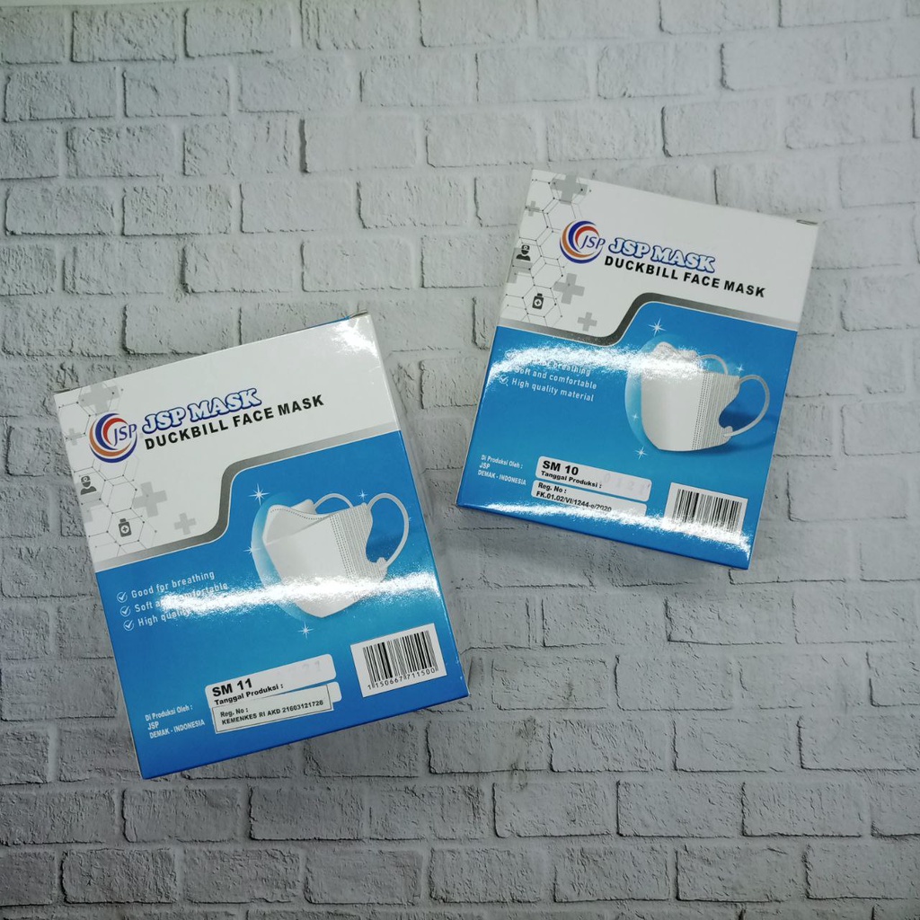 MASKER DUCKBILL JSP NONBOX/BOX/PACK EARLOOP ISI 50PCS/25PCS/10PCS