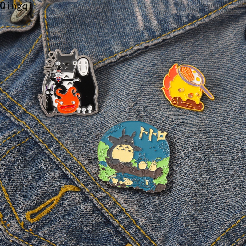 Bros Pin Enamel Desain Anime Totoro No Face Man Calcifer Untuk Anak
