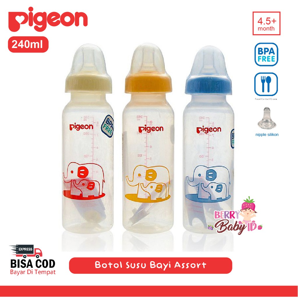 Pigeon Baby Bottle Standar Assort PP Botol Susu Bayi 240 ml BPA Free Berry Mart