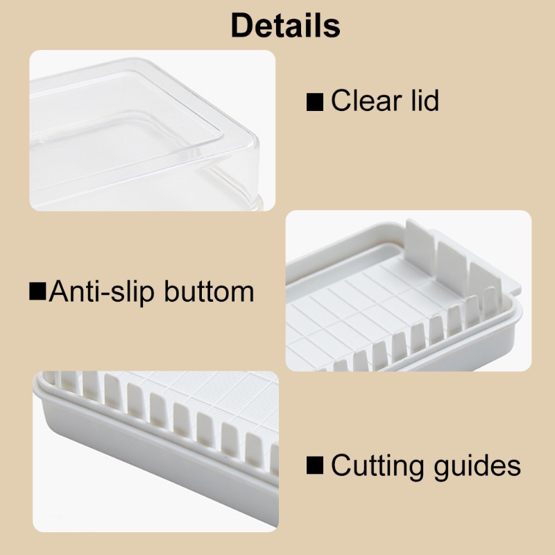 Kotak Penyimpanan Mentega Bahan Plastik Transparan Dengan Tutup Tahan Debu Untuk Rumah Tangga