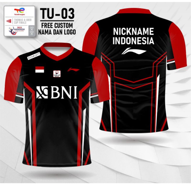 jersey badminton thomas cup 2022 indonesia custom free nama dan logo