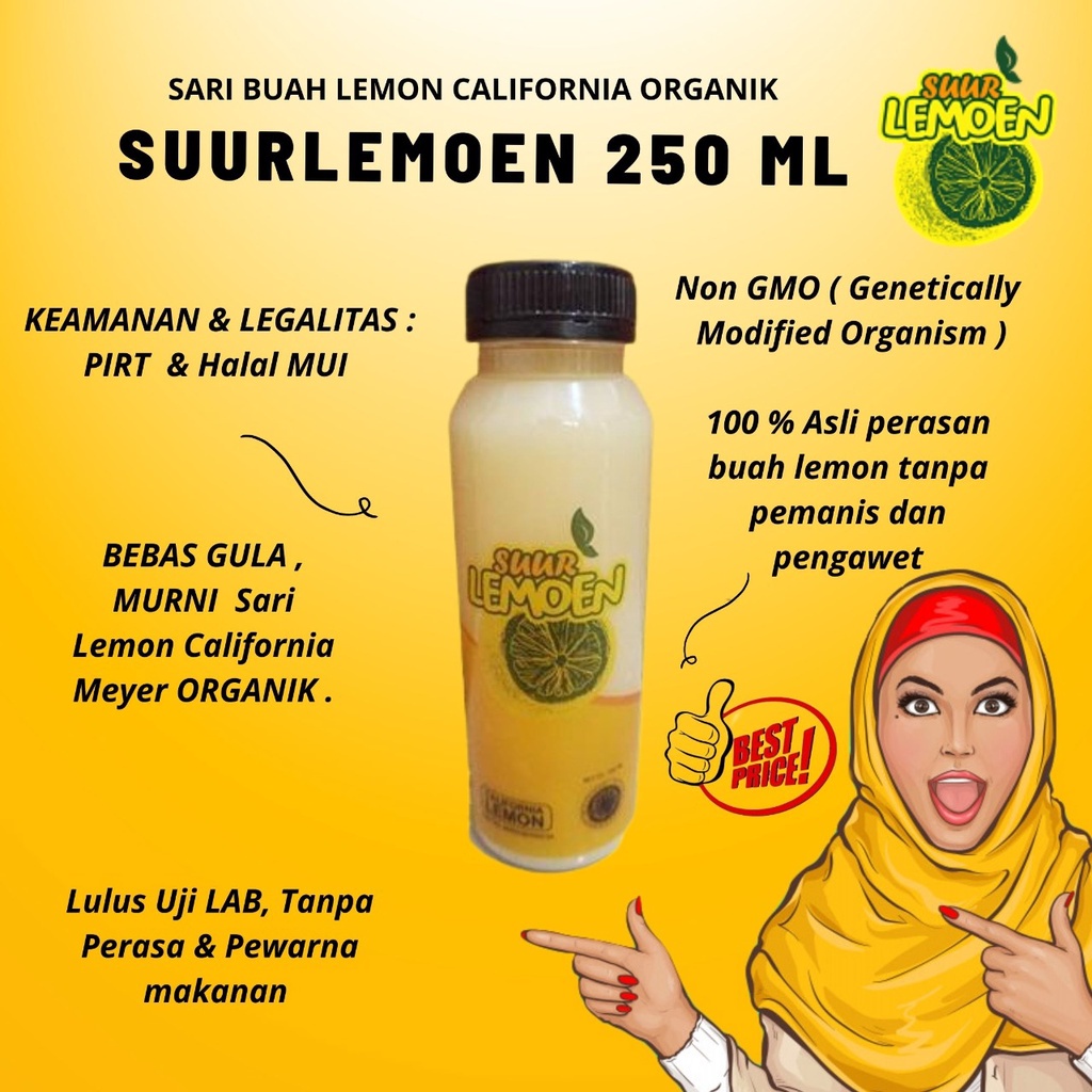 Suur Lemon Jus Sari Lemon Fresh 100% Air Lemon Murni untuk Diet dan Detox Pure Lemon California By Suur Lemoen ID