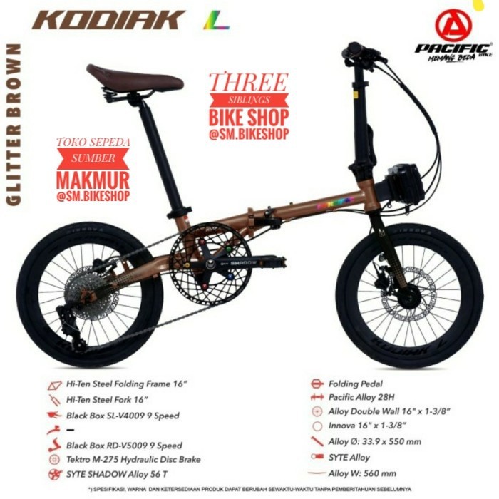 SEPEDA LIPAT PACIFIC KODIAK L 16 INCH GLITTER BROWN 9 SPEED