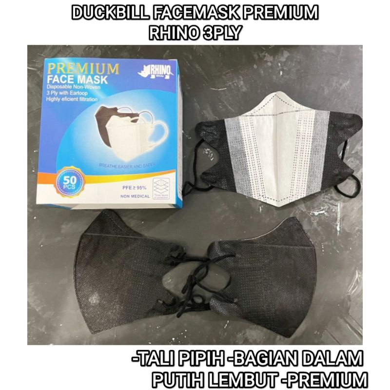Masker Kf94 isi 50pcs 4ply High Quality Bahan Nyaman dan Lembut Semarang-DUCKBILL HITAM 50PCS