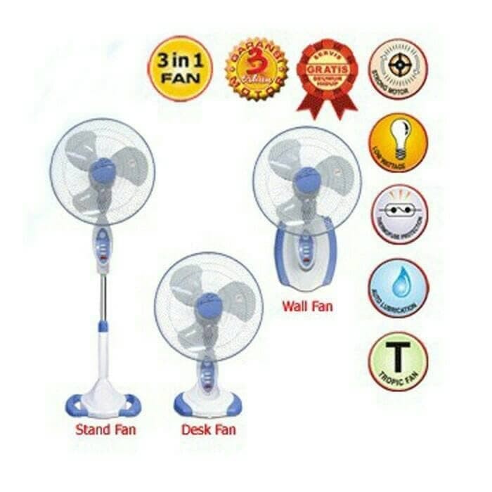 KIPAS ANGIN 3in1 MASPION F-1624S WALL STAND DESK FAN 16 INCH GARANSI RESMI F 1624 S