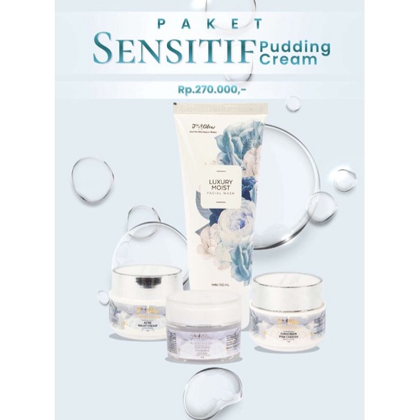 jglow skincare paket sensitif pudding cream free cermin cantik