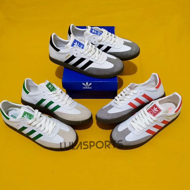 Jual Adidas Premium Sepatu Samba OG Putih Hitam / Hijau / Merah ...