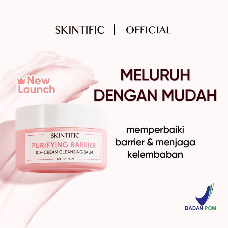 SKINTIFIC Purifying Barrier Ice Cream Cleansing Balm 40g Make Up Remover Pembersih Muka