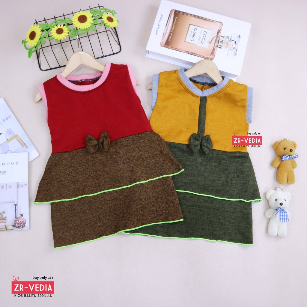 Dress Viona Kensi uk 1-6 Tahun / Dress Lengan Kutung Murah Balita Anak Perempuan Dres Import Blouse