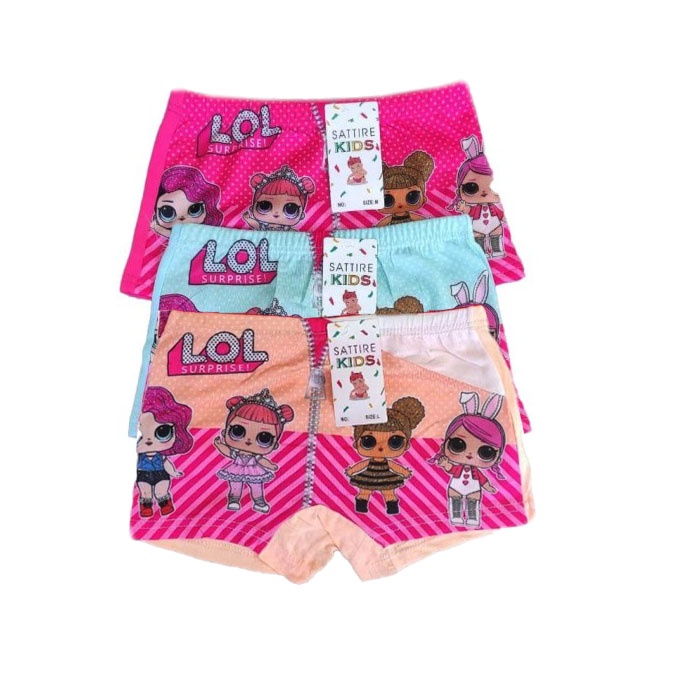 3 Pcs Celana Boxer Anak Perempuan Motif Kartun Celana Dalam Anak Cewek