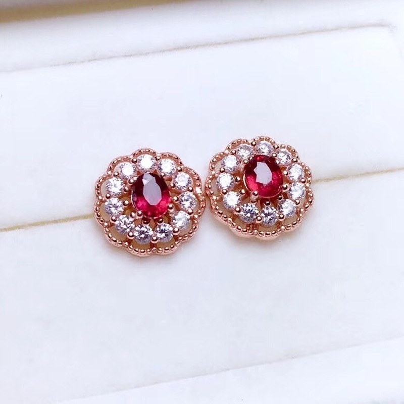 New Luxury Red Moissanite Rose Gold Earrings