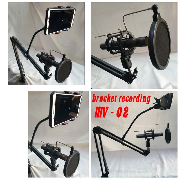 Bracket Arm Stand Mic Condenser Microphone Tiang Dudukan Mikrofon HP Smartphone Vlog Recording