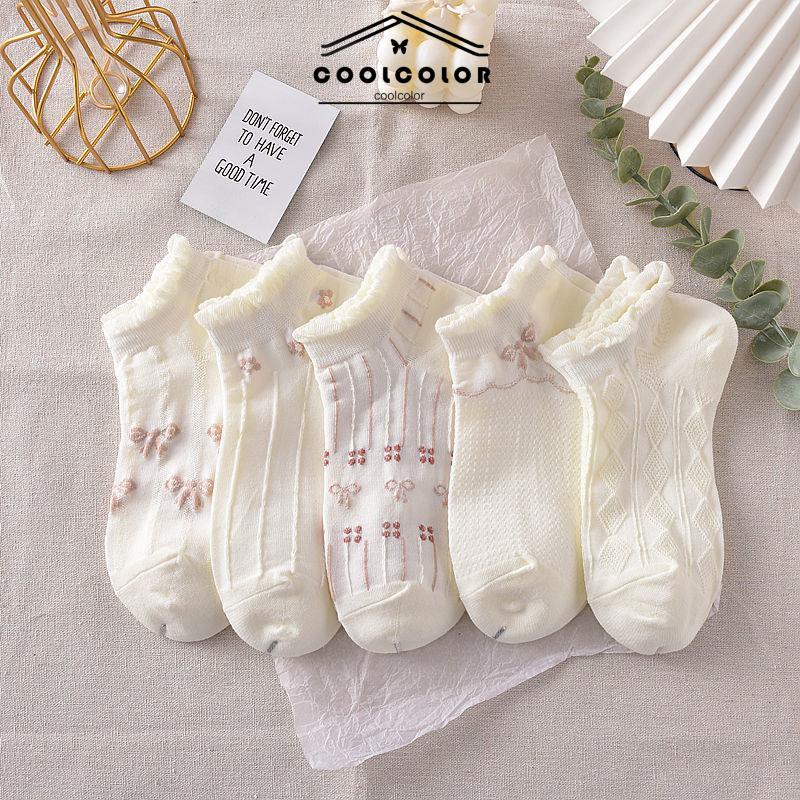 COD Kaos Kaki Wanita Kaus Kaki Perahu Dangkal Musim Panas Lucu Renda Tipis Kaos Kaki Bernapas- cl
