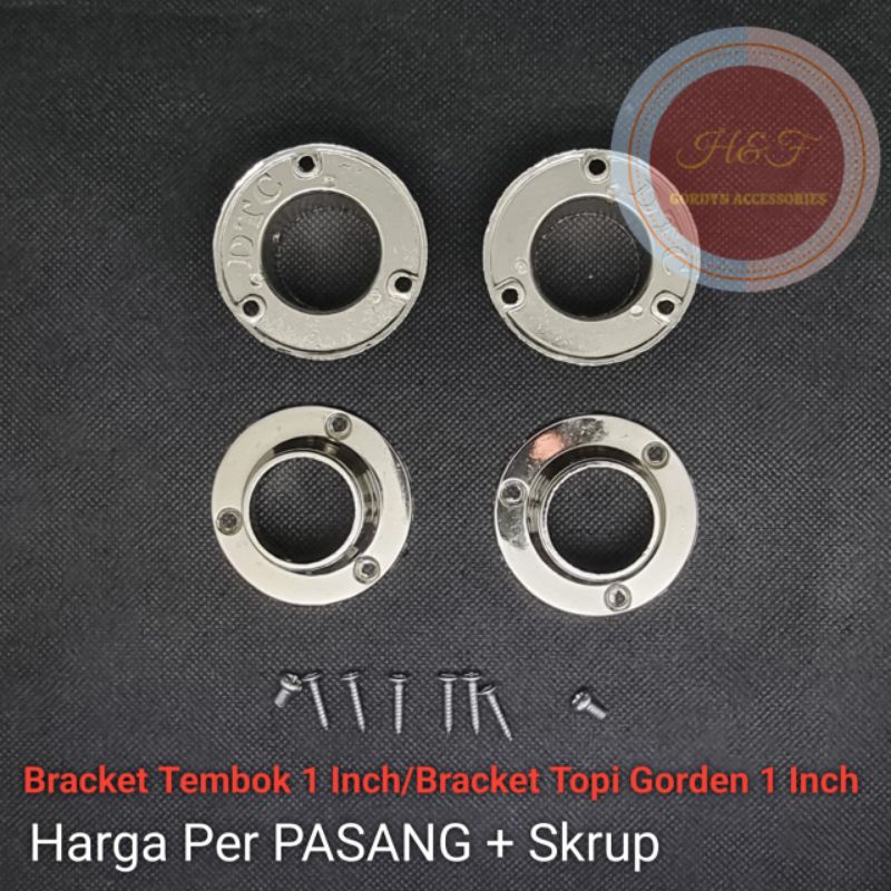 Bracket Topi 1 Inch 1 Pasang/Bracket Tembok Gorden/Bracket Gorden O/Kaki Gorden Tembok 1 inch/Bracke