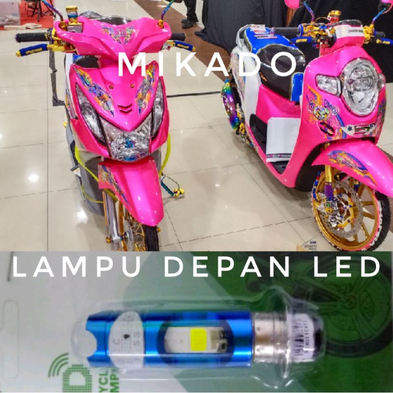 LAMPU DEPAN LED WARNA BIRU UNIVERSAL BEAT SCOOPY VARIO 110 125 150 NOUVO MIO FINO SOUL J GT M3 FI