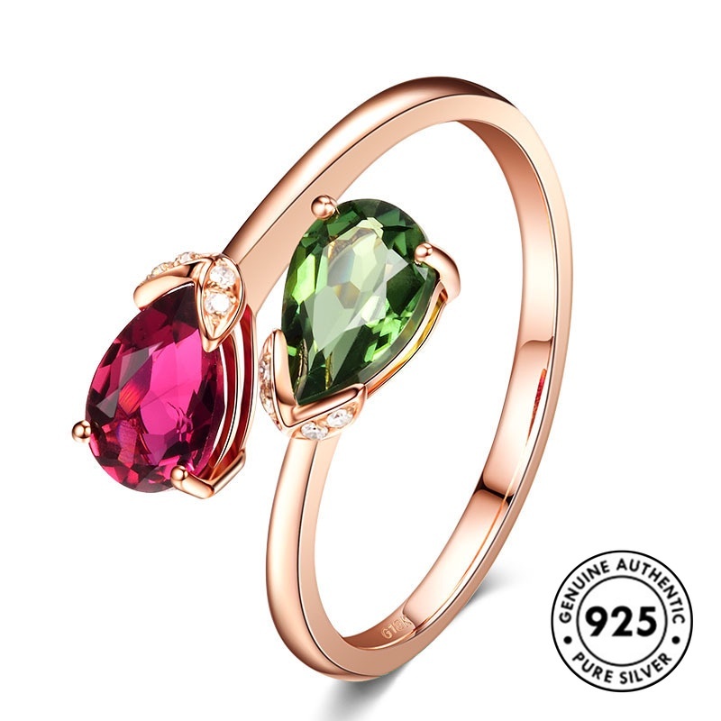 Cincin Sterling Silver 925 Model Tetesan Air Warna Rose Gold Untuk Wanita