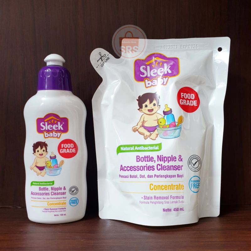 Sleek Baby Bottles &amp; Accessories Cleanser | Sabun Cuci Botol Bayi Liquid Cleanser 500ml 450ml 150ml 70ml