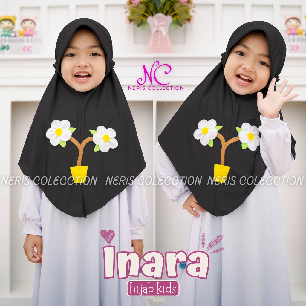 Bergo Anak Inara Variasi Bunga / Hijab Anak TK Kekinian / Hijab Anak TK Tali Karet / Jilbab Anak Kar