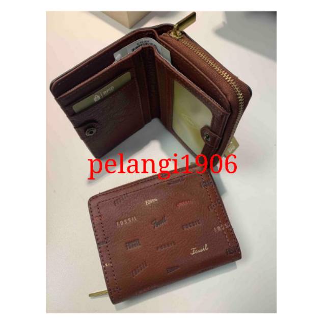 Dompet fossil logan mini multifunction brown multi