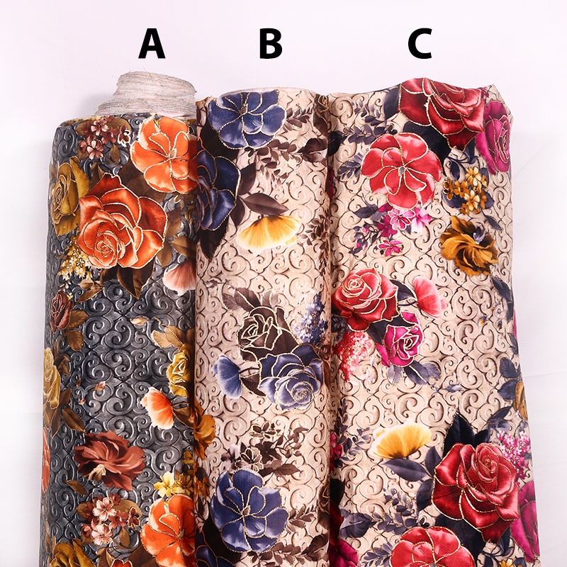 Kain Sofa Vintage Klasik motif Floral Gold