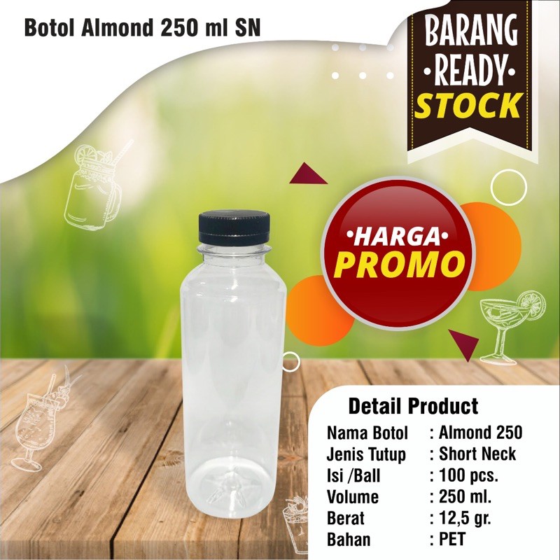  botol  plastik  almond 250ml Botol  Almond 250  ml  minimal 