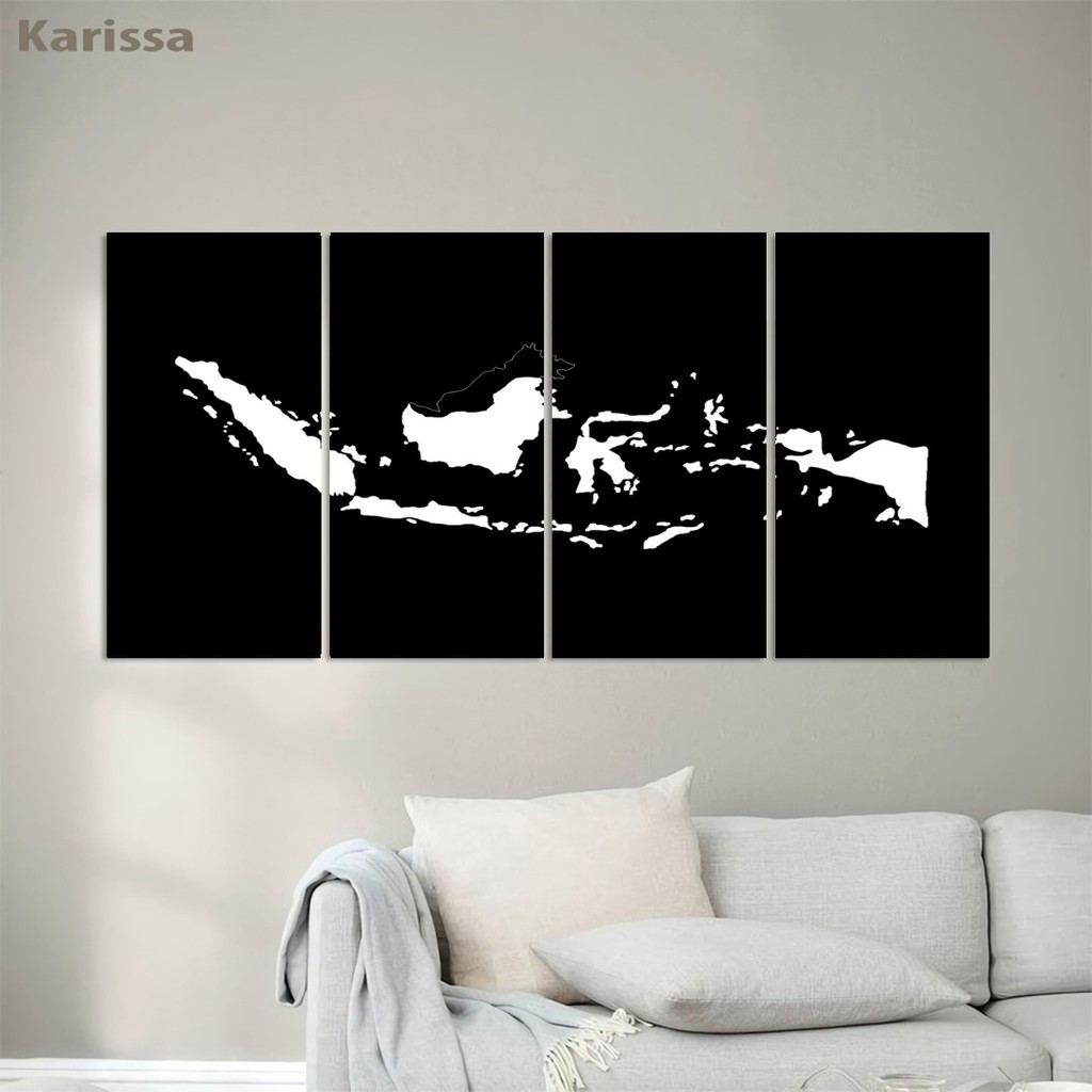 Hiasan dinding aesthetic peta Indonesia hitam putih BD 69