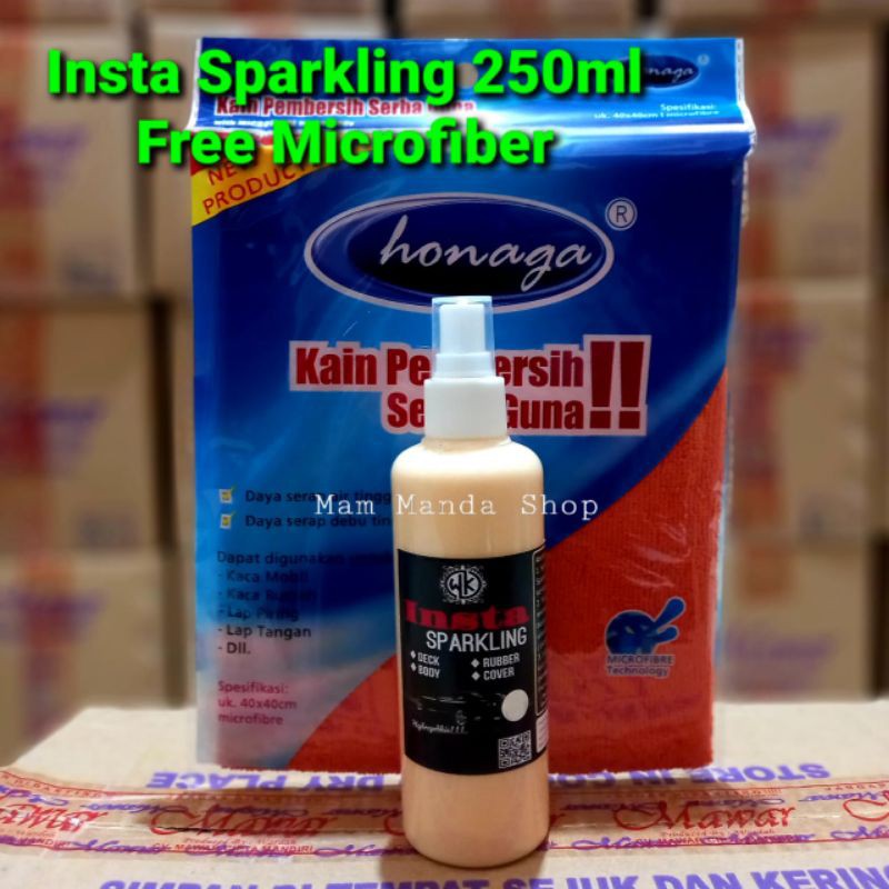 Pengkilap body motor / mobil Insta Sparkling 250ml &amp; Microfiber honaga