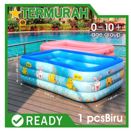 Kolam Renang Anak Jumbo Kotak Biru 210cm Keluarga