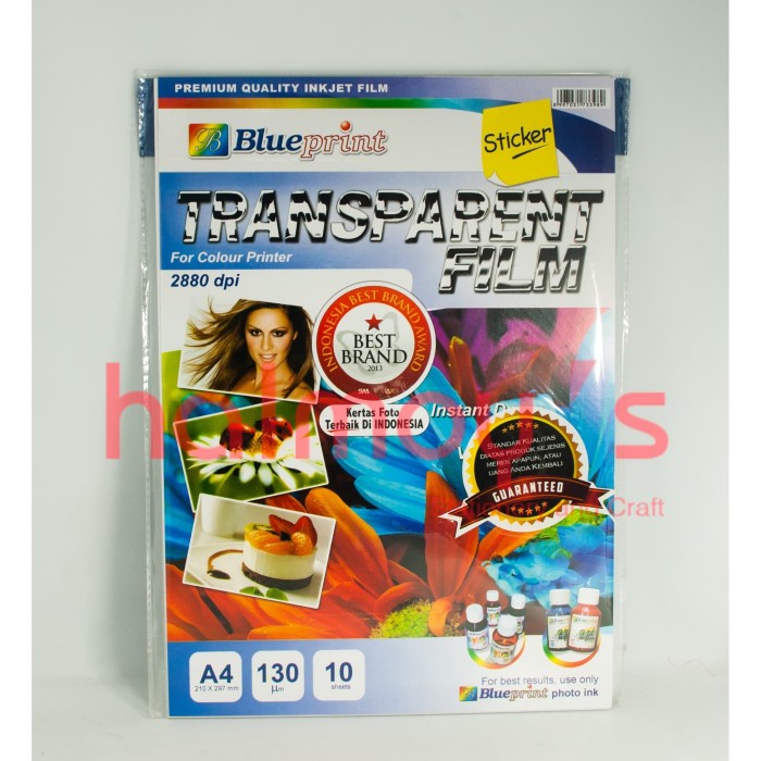 

(DISKON TERMURAH) PHOTO PAPER TRANSPARENT FILM STICKER BLUE PRINT A4 150 GSM
