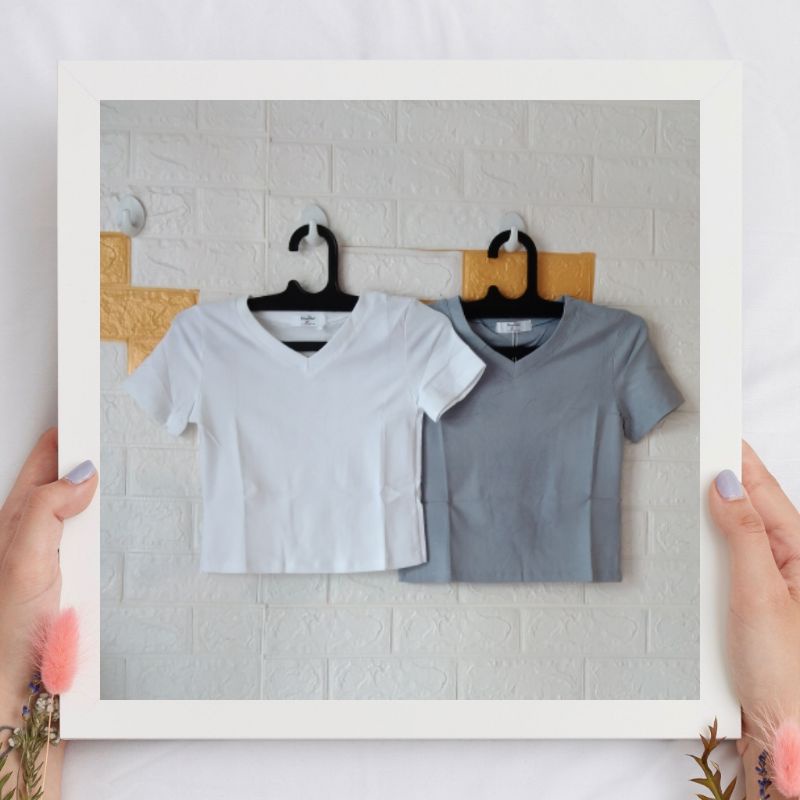 Baju crop wanita ,crop kaos basic import