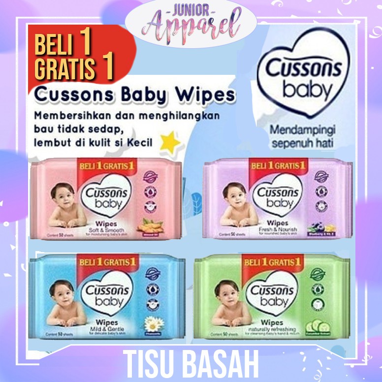 Tisu Basah Cussons Beli 1 Gratis 1 Baby Wipes 50s | Shopee