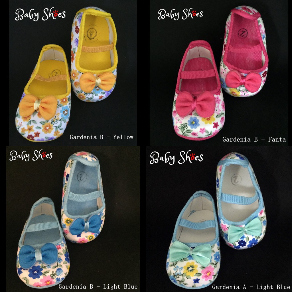 sepatu bayi perempuan motif bunga pita / prewalker baby gardenia flowers