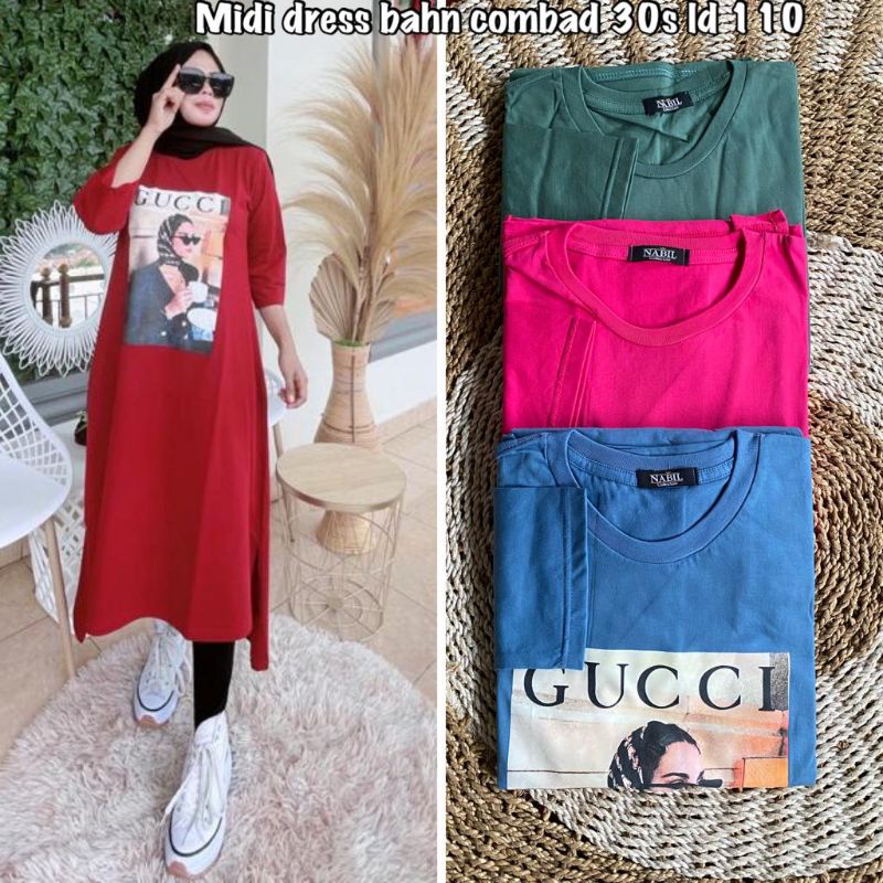 Midi dress combed / dress midi kaos terbaru /kaos viral