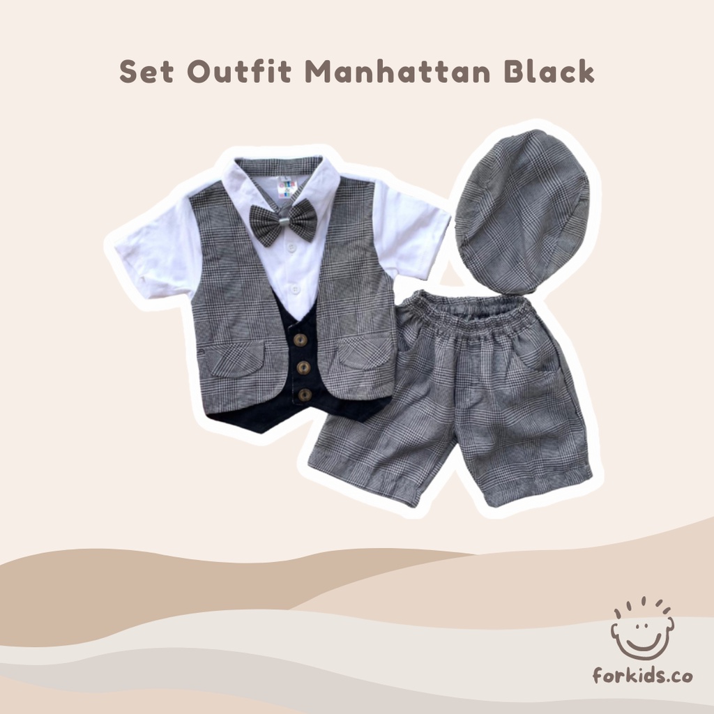 Forkids Set Outfit Manhattan - Setelan Outfit Bayi Laki Laki 3-12 Bulan
