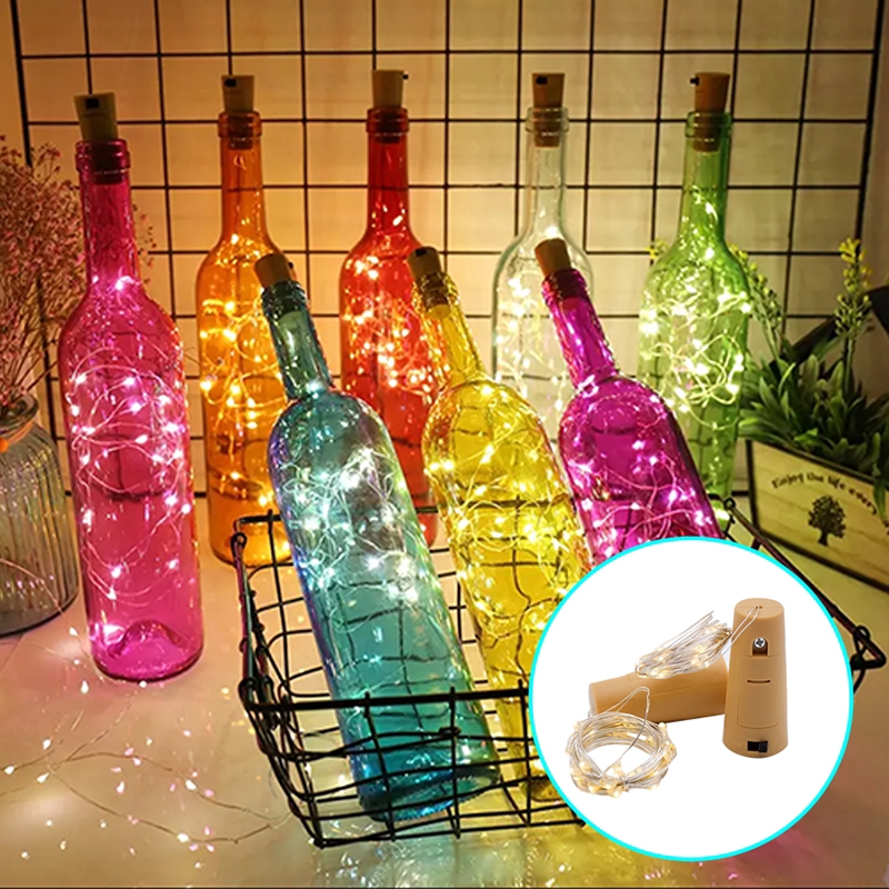 3 / 5M Tutup Botol Wine dengan Lampu LED Kawat Tembaga untuk Dekorasi Natal