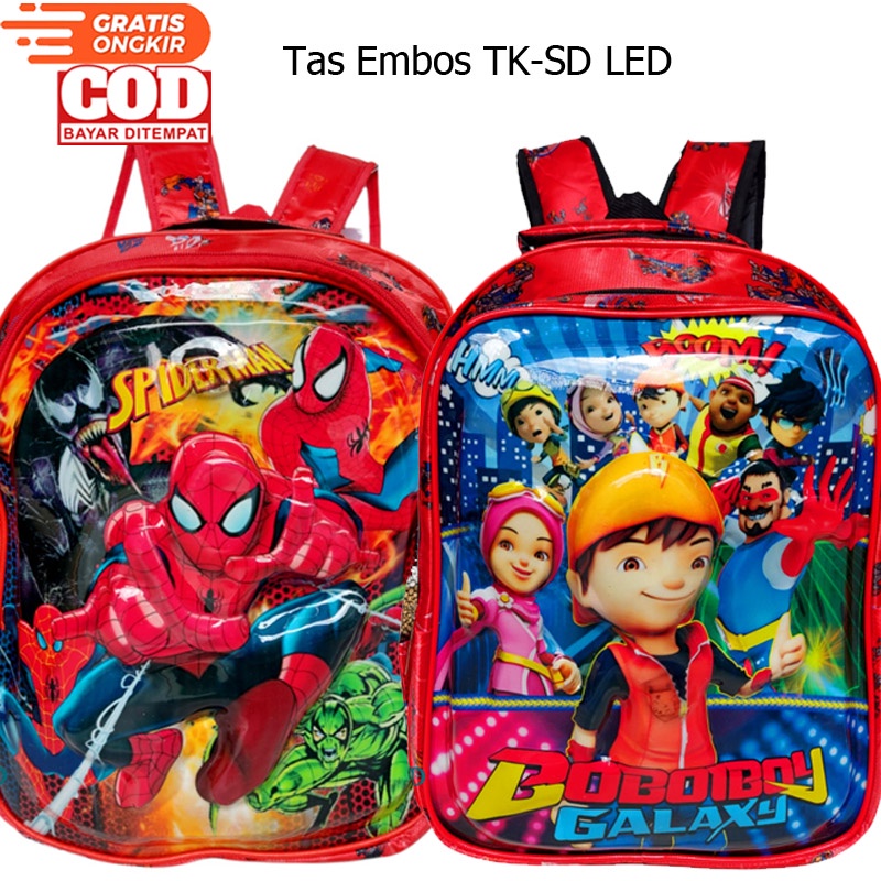 Tas 3D Timbul Ransel Anak Sekolah SD/TK Emboss / tas ransel anak / tas ransel anak laki laki / tas ransel anak perempuan / tas ransel anak BT-5 LAMPU