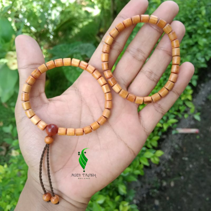 GELANG KAYU AGATIS/KAYU RAJA MOTIF TABUNG SIZE 6MM