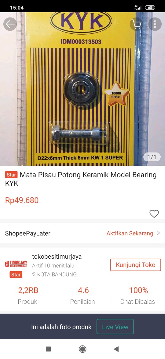 Mata Pisau Potong Keramik Model Bearing Kyk